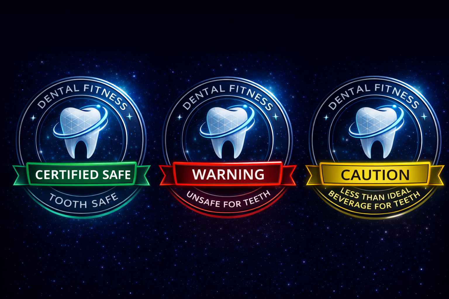 Dental Fitness BeverageIQ tooth-safety badges