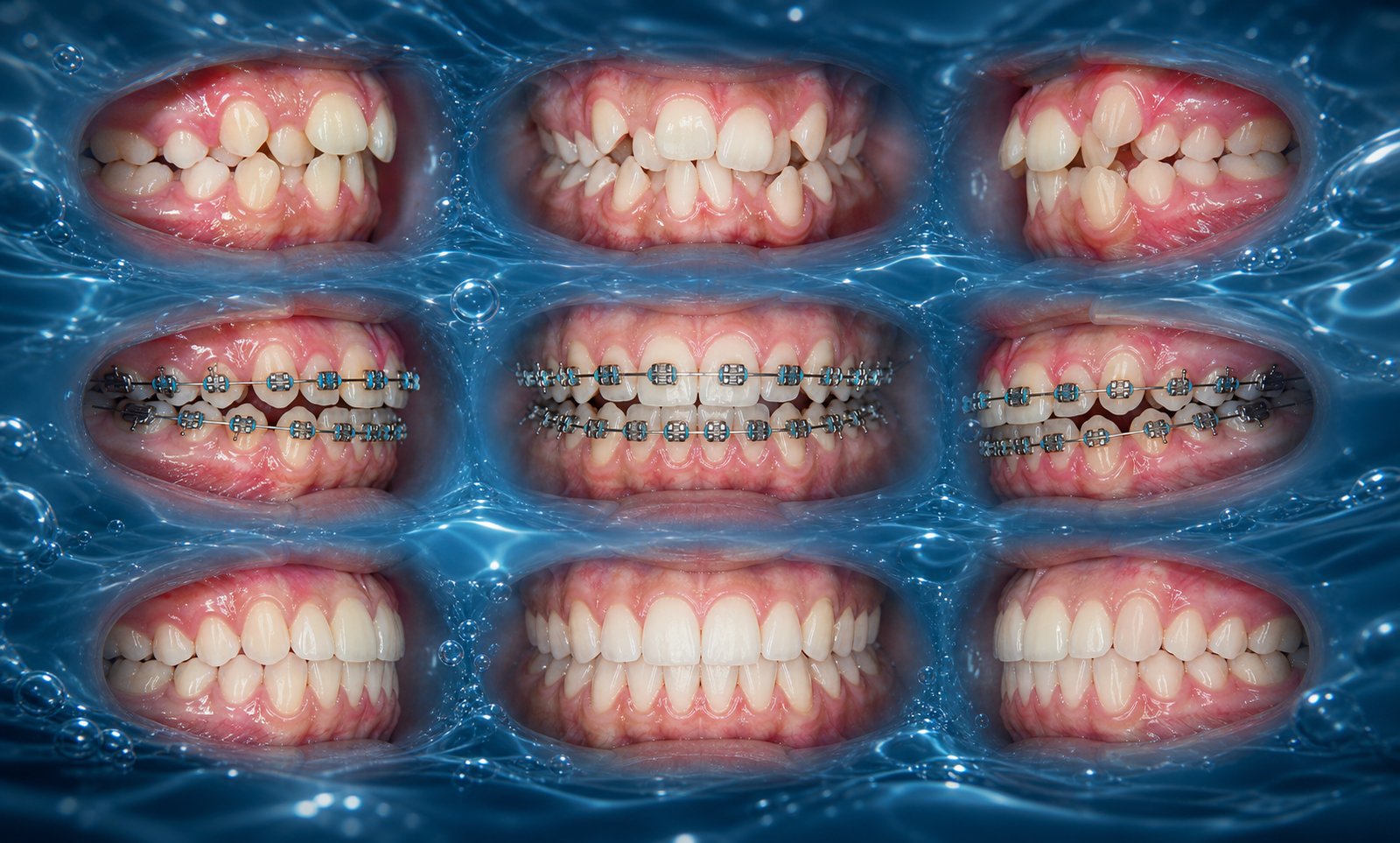 A full intraoral photo series used in orthodontic evaluation